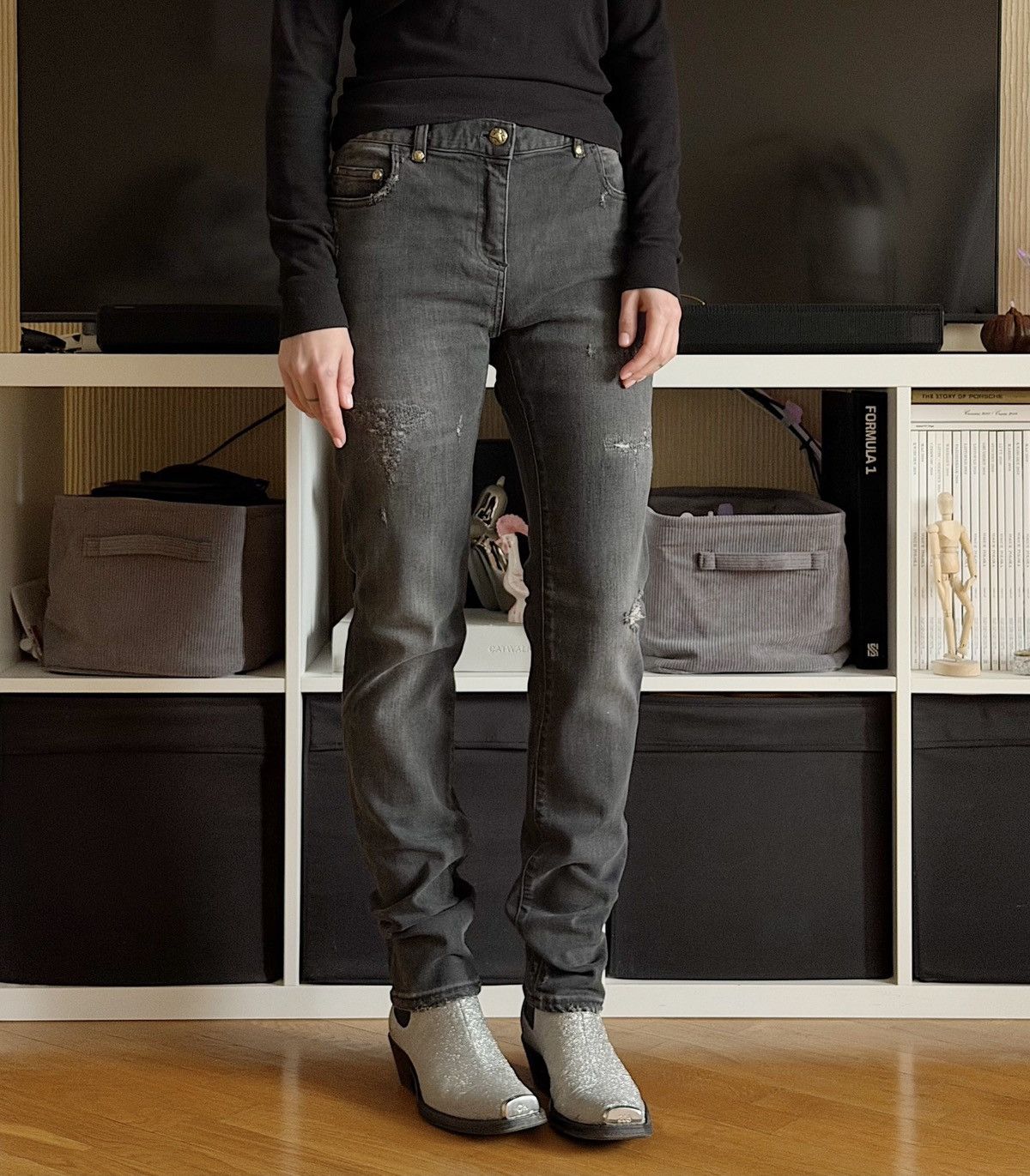 Balmain BALMAIN Decarnin SS2011 Distressed Skinny Gray Denim Jeans Size US 29 - 2 Thumbnail