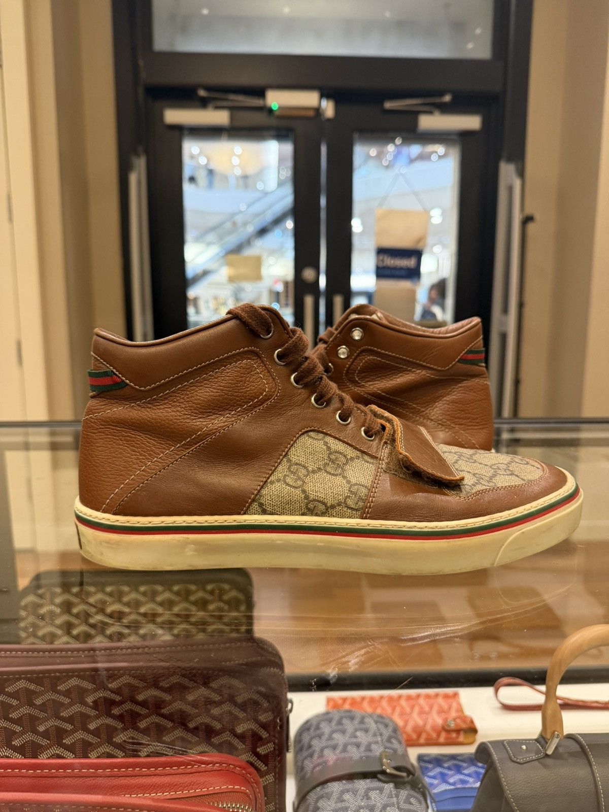 Gucci Gucci GG Monogram Leather High Top - Brown Size US 7 / EU 40 - 1 Thumbnail