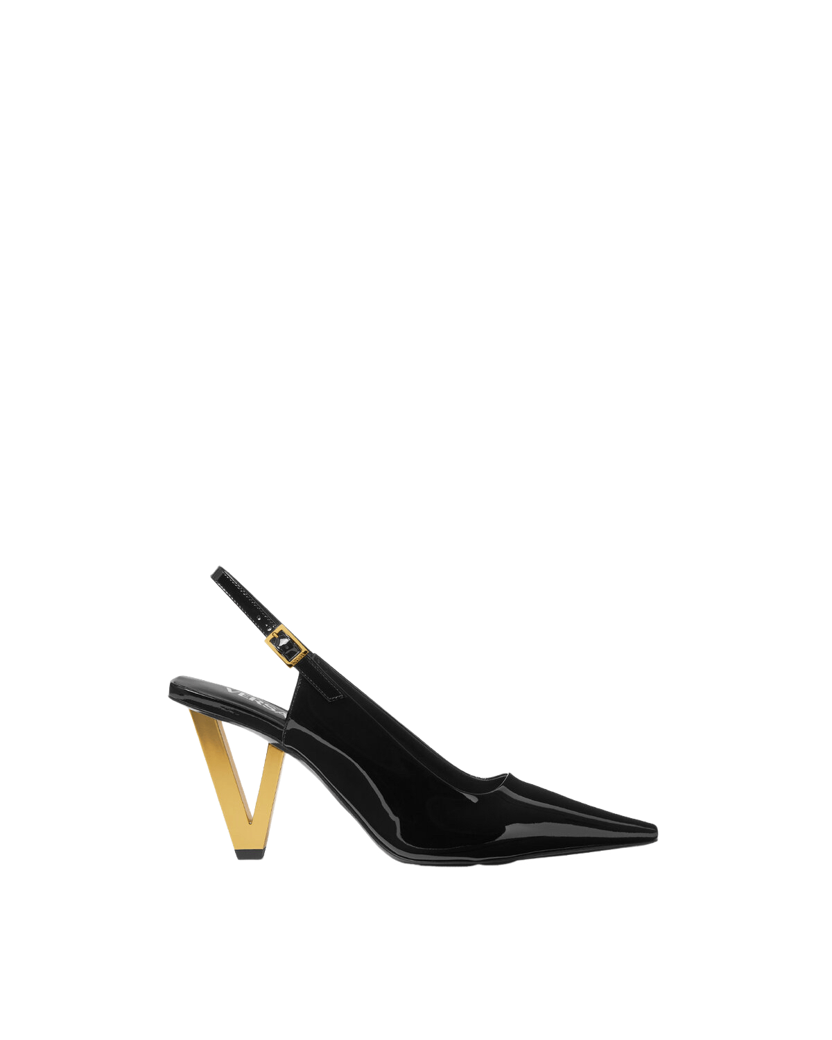 VERSACE V2025 B/G Patent 85mm Slingback Pumps New