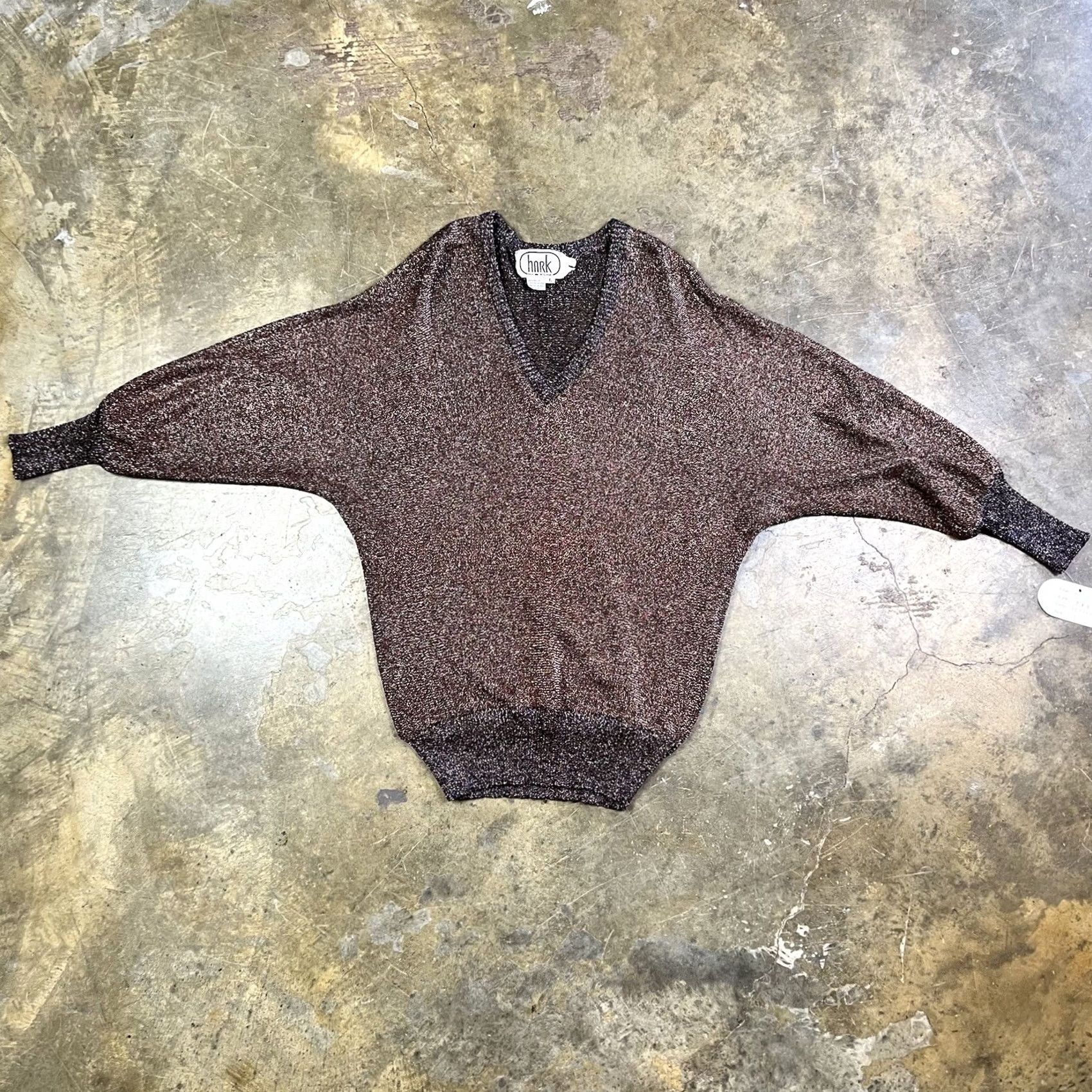 Vintage VINTAGE Hark New York Blouse Mens? Womens? Brown Metallic Sheer Knit Long Sleeve V-Neck L Size L / US 10 / IT 46 - 5 Thumbnail