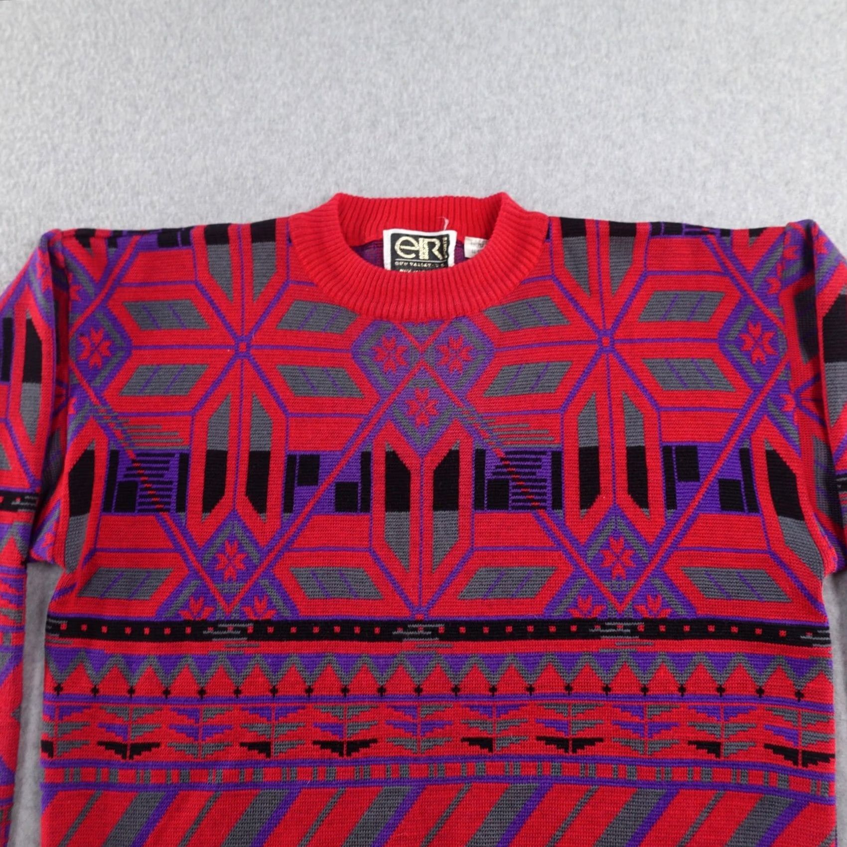 Vintage VINTAGE EIR Sports Sweater Unisex Medium Red Wool Knit Crew Neck Pullover Men Size M Size US M / EU 48-50 / 2 - 6 Thumbnail