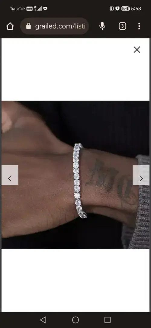Jewelry × Vintage Cubic Zirconia Mens Crystal Chain on The Hand Size ONE SIZE - 4 Thumbnail