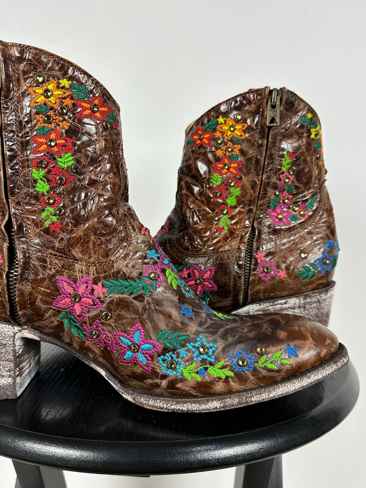 Old Gringo Mexicana Old Gringo Sora Leather Cowboy Floral Ankle Boots Size US 9.5 / IT 39.5 - 19 Thumbnail