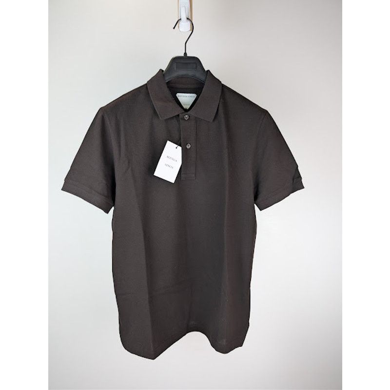 Bottega Veneta o1rshd1 New Dry Piquet Cotton Polo Shirt in Fondente Size US M / EU 48-50 / 2 - 1 Thumbnail