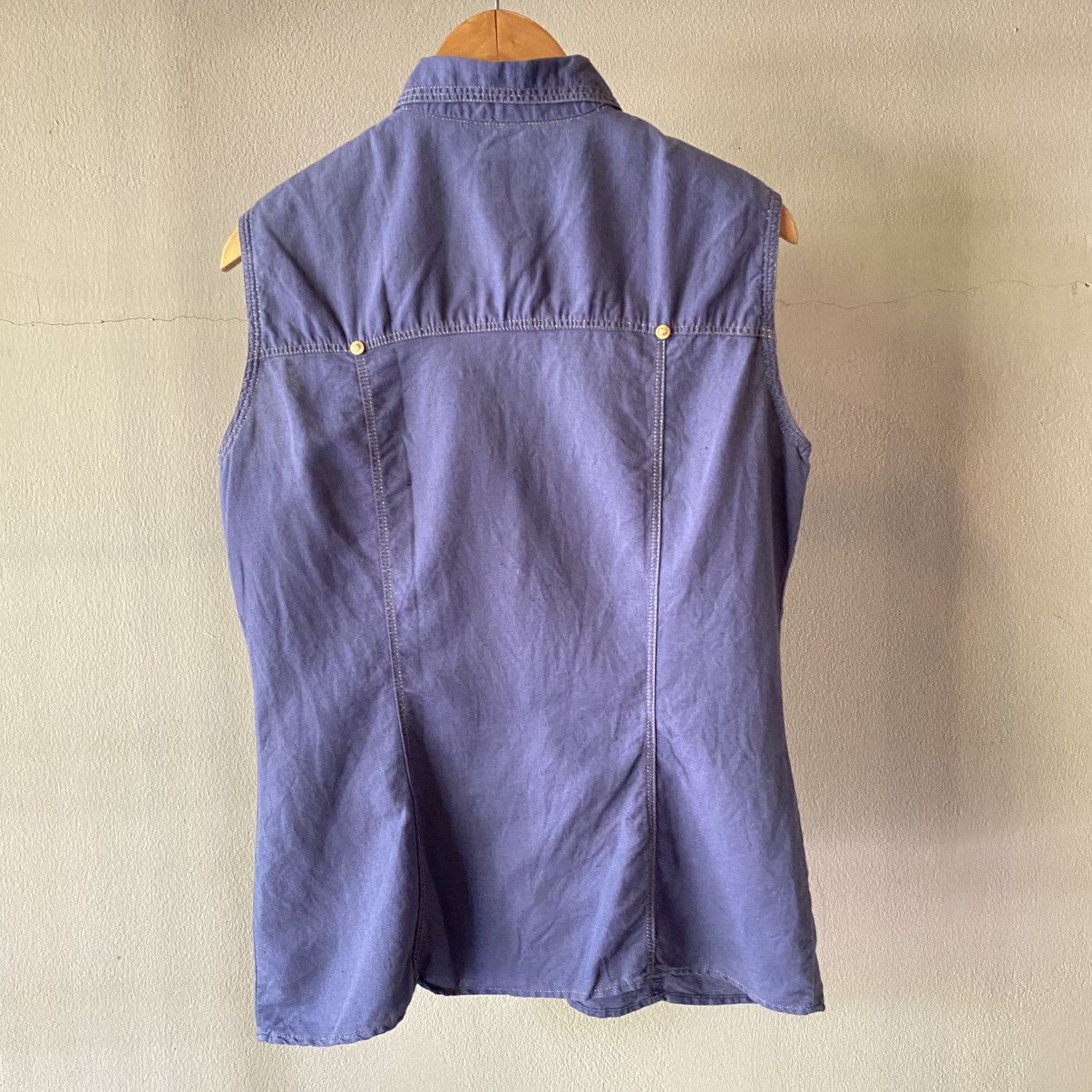 Versace VERSACE Indigo Sleeveless Denim Shirt Size M / US 6-8 / IT 42-44 - 14 Thumbnail