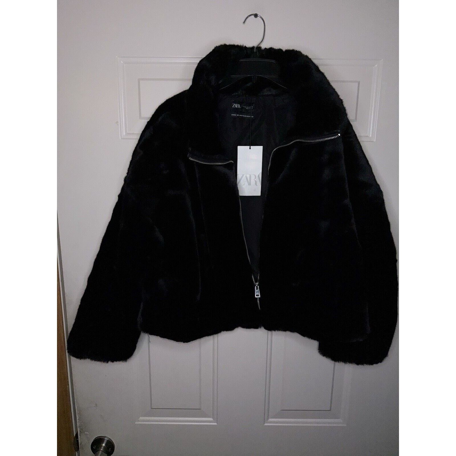 Zara Zara Faux Fur Bomber Jacket Black Coat Women’s Medium Parka Size M / US 6-8 / IT 42-44 - 2 Thumbnail