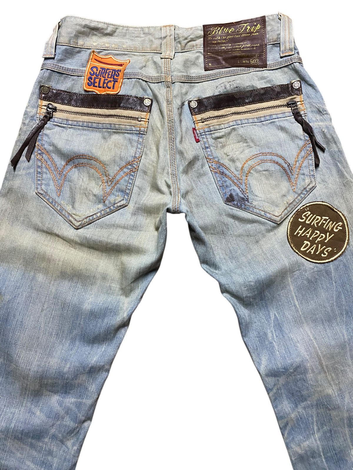 Edwin Edwin Blue Trip Print Dirty Patches Jeans Size US 32 / EU 48 - 7 Thumbnail