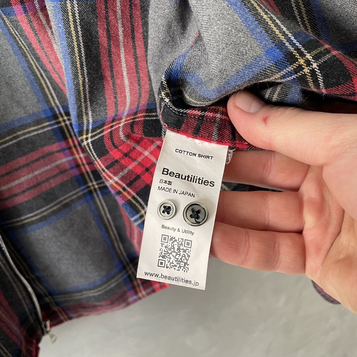Flannel × Japanese Brand Beautilities Made In Japan Utility Zip + Buttons Shirt Size US L / EU 52-54 / 3 - 11 Thumbnail
