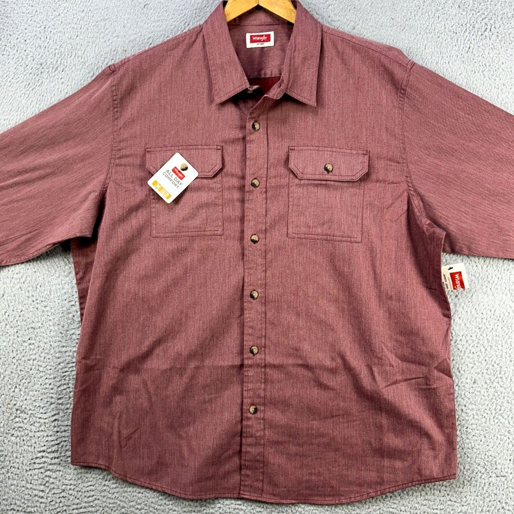 Wrangler Wrangler Shirt Button Up Mens XL Red Flap Pocket Stretch Long Sleeve Casual NEW Size US XL / EU 56 / 4 - 4 Thumbnail