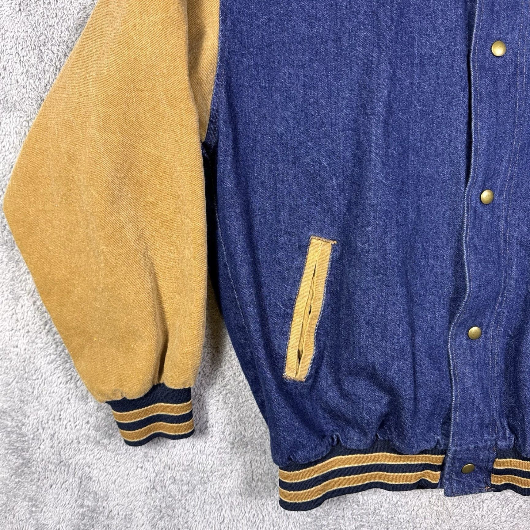 Holloway Vintage Holloway Varsity Jacket Mens XL Denim Bomber Canvas Sleeves USA Made 90s Size US XL / EU 56 / 4 - 3 Thumbnail