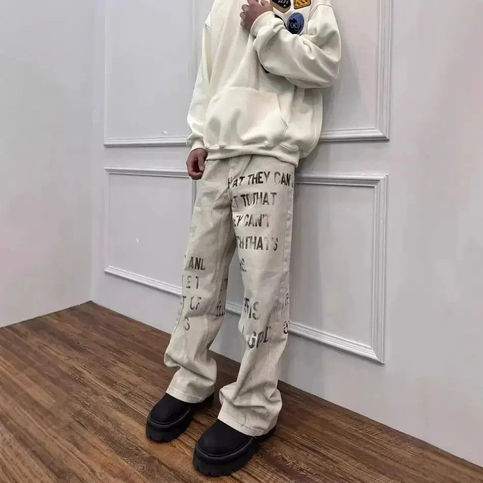 Japanese Brand Retro loose dirty dye graffiti printed jeans Size US 32 / EU 48 - 1 Thumbnail