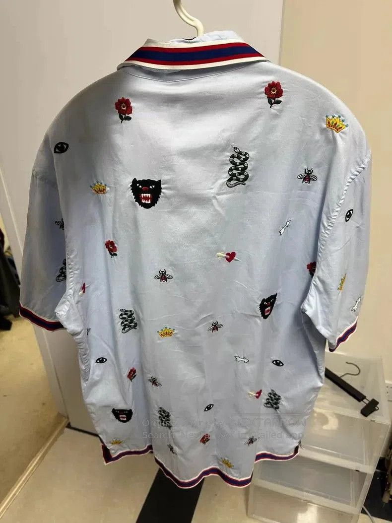 Gucci Gucci Embroidered Short Sleeve Shirt . Size US L / EU 52-54 / 3 - 2 Thumbnail