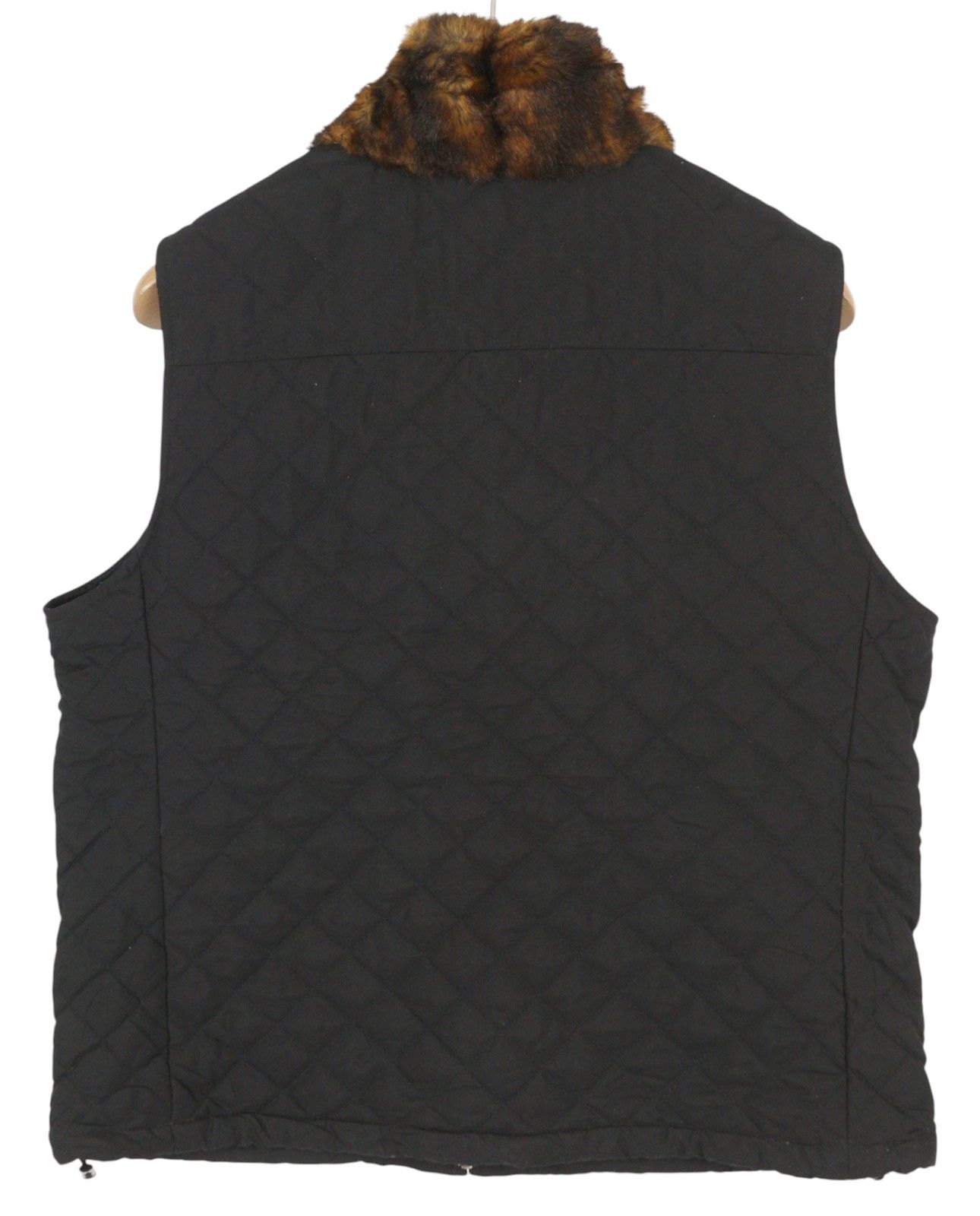 Ralph Lauren L Black Quilted Insulated Faux Fur Collar Waistcoat 86442 Size L / US 10 / IT 46 - 2 Thumbnail