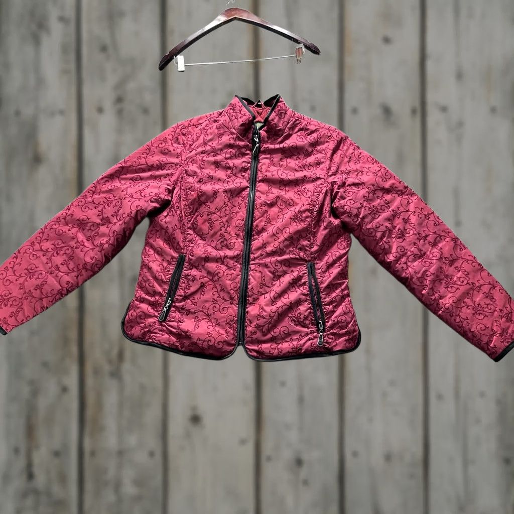 Eddie Bauer Eddie Bauer Jacket Womens L Pink Quilted Floral Down Puffer Zip Pockets Size L / US 10 / IT 46 - 1 Thumbnail