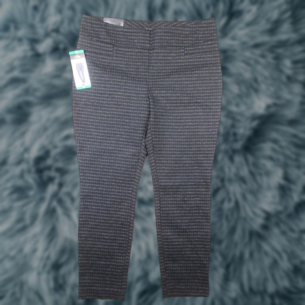 Vintage Dalia Women's Pants XL Black White Squares Tummy Control Built-In Pull On Slimming Ponte Geometric Tapered Leg Regular Machine Washable Size 40" / US 18 - 1 Thumbnail