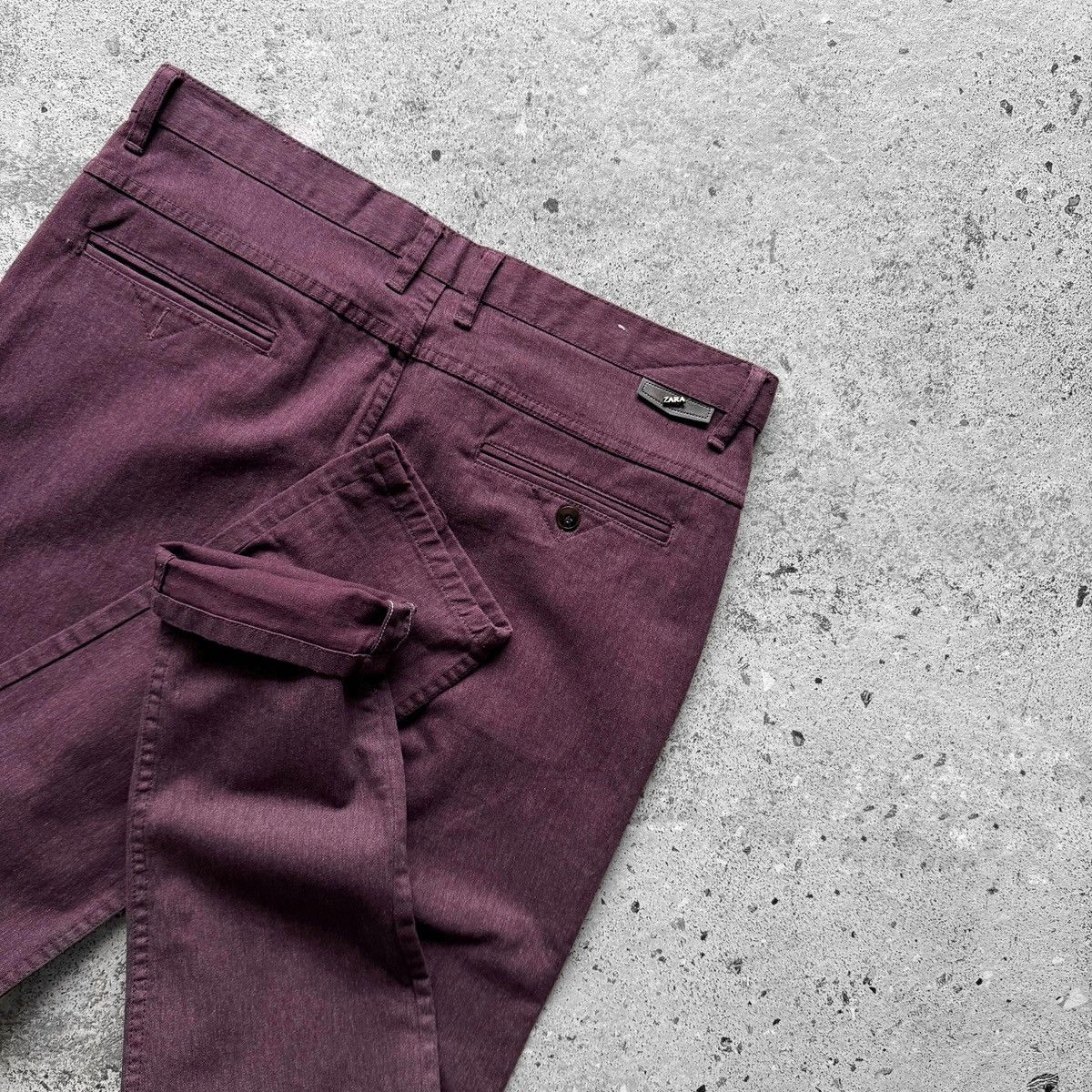 Zara Zara Man Burgundy Slim Fit Chino Trousers Zipper Closure Size US 32 / EU 48 - 4 Thumbnail