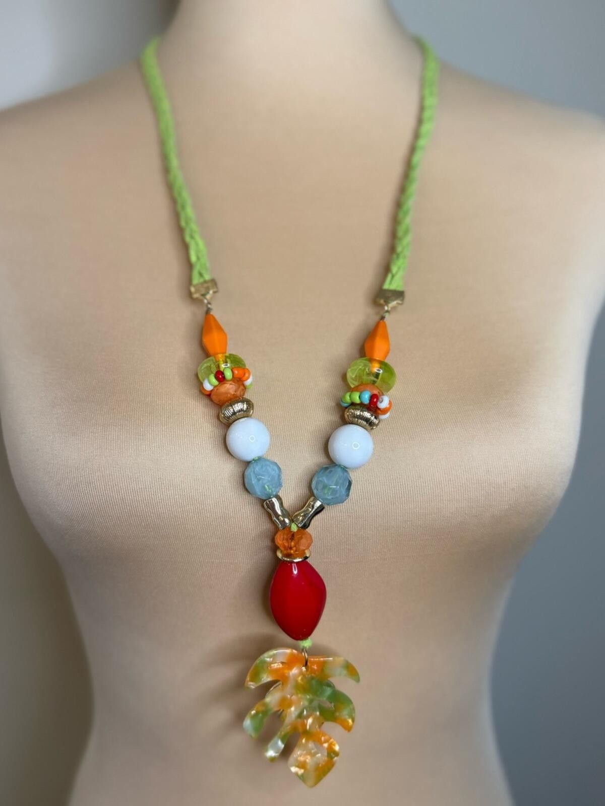 Other Tropical necklace earring set multicolor bead Amber earrings Size ONE SIZE - 1 Thumbnail