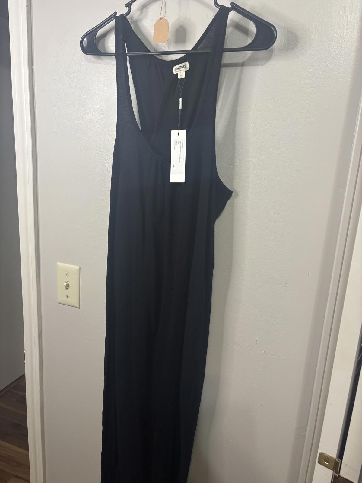 Designer L'AGENCE Francine Black Twist Midi Dress, Size S Size S / US 4 / IT 40 - 1 Thumbnail
