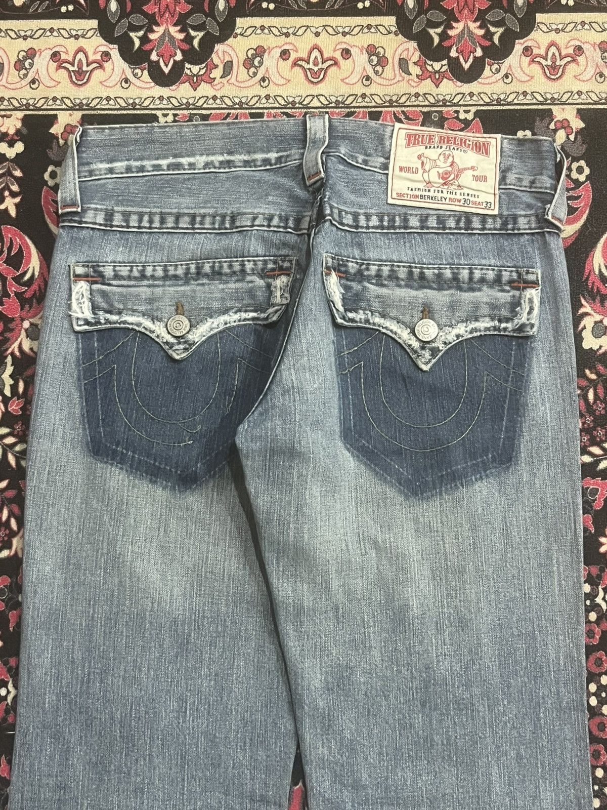 True Religion Vintage True Religion “Berkeley” Trashed Blue Flare Jeans Size US 30 / EU 46 - 8 Thumbnail