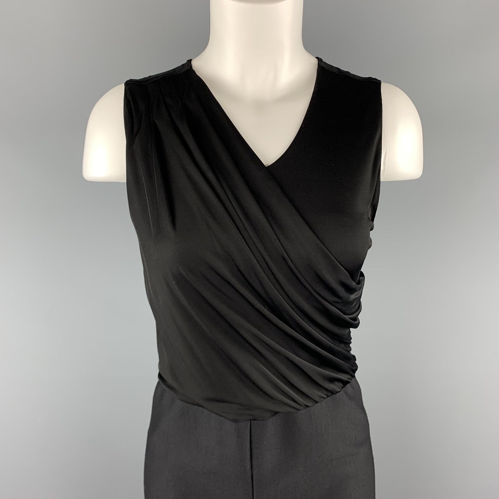 Giorgio Armani Size 8 Black Draped Top Wide Leg Tuxedo Jumpsuit Size 30" / US 8 / IT 44 - 2 Thumbnail
