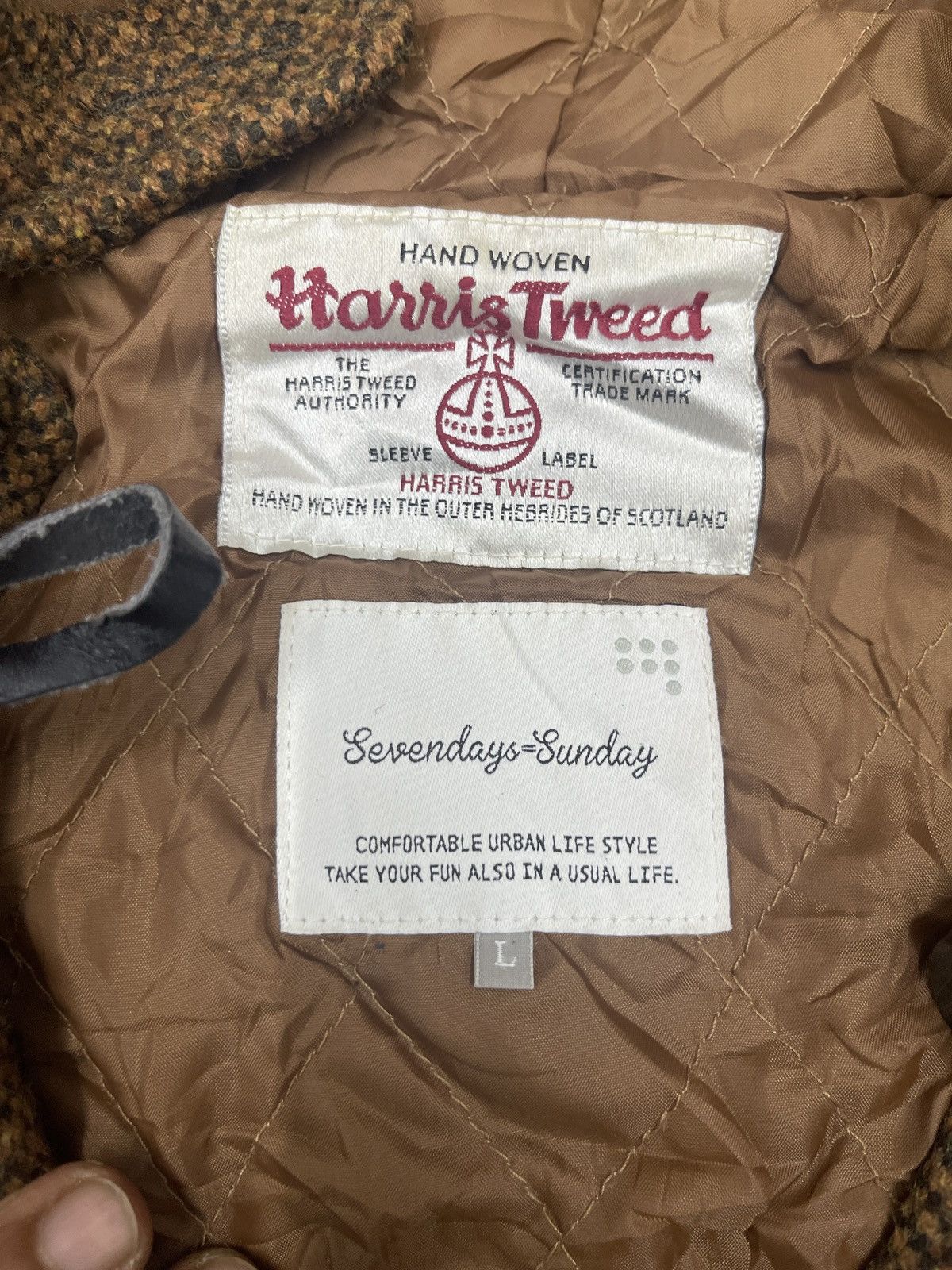 Harris Tweed × Vintage HARRIS TWEED WOOL DOWN JACKET Size L / US 10 / IT 46 - 7 Thumbnail