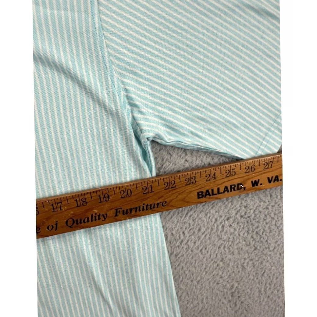Peter Millar VINTAGE Peter Millar Shirt Men Large Aqua Pinstripe Polo Golf Rugby Short Sleeve Size US L / EU 52-54 / 3 - 7 Thumbnail