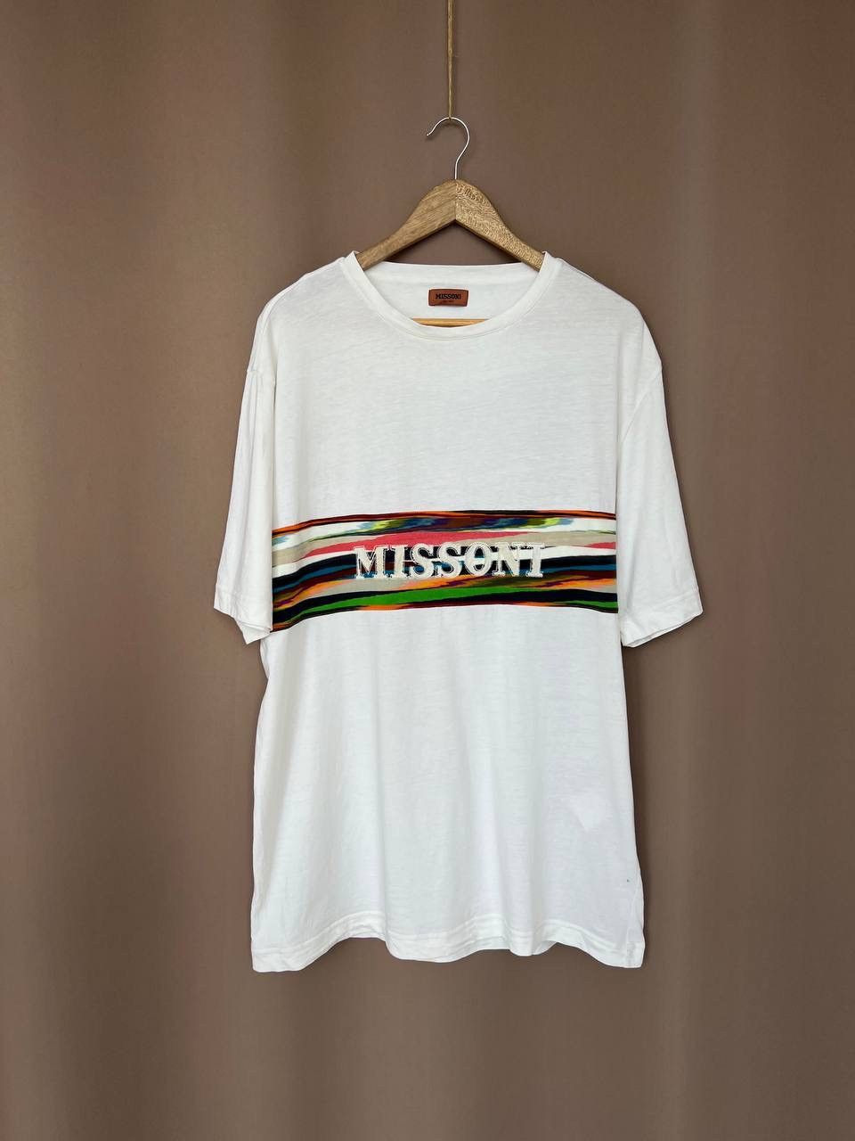 Missoni Embroidered Logo T-Shirt Mens Size XXL/XL White