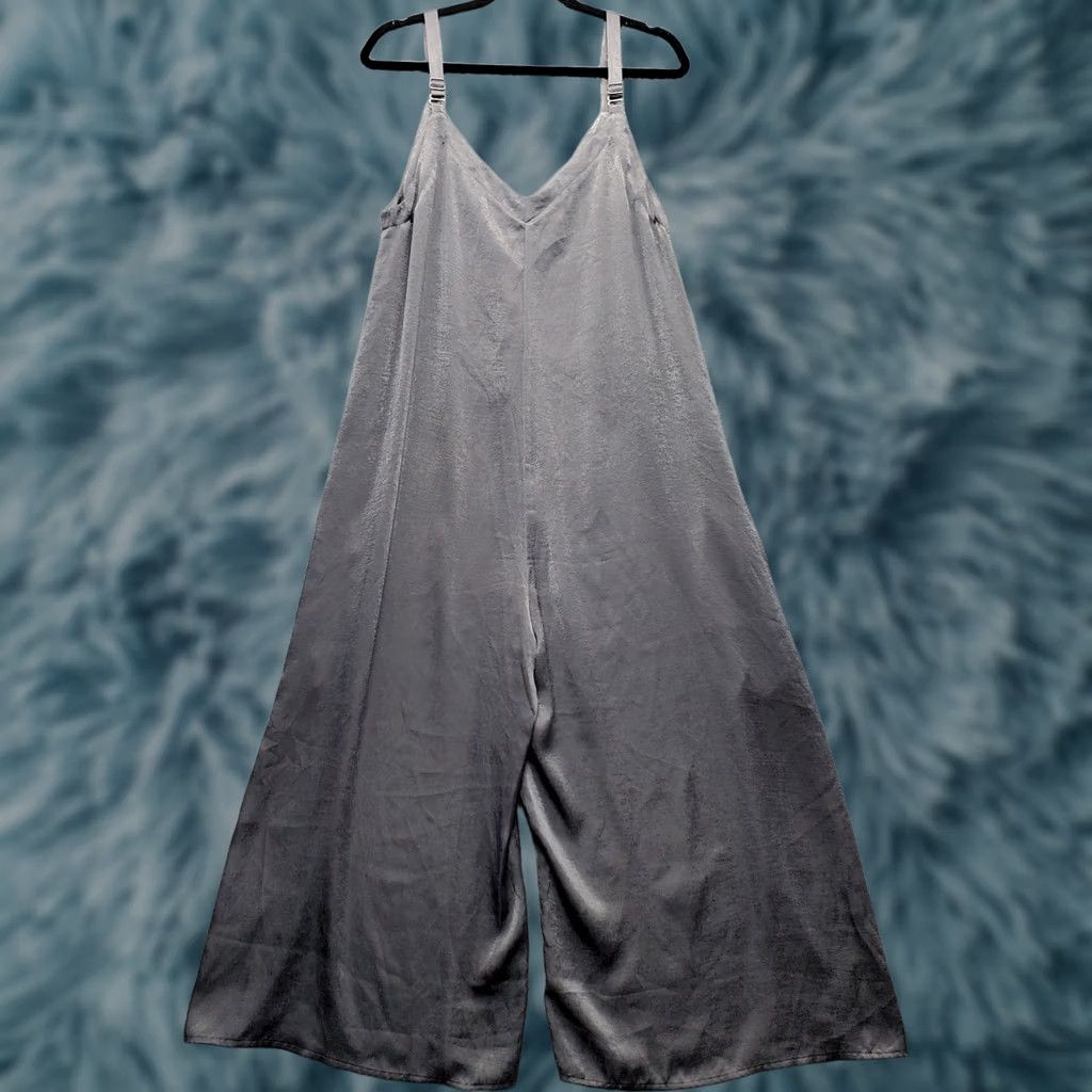 Vintage Astars Arizona Jumpsuit Womens M Gray Evening Shimmer V-Neck Adjustable Strap Size 32" / US 10 / IT 46 - 1 Thumbnail