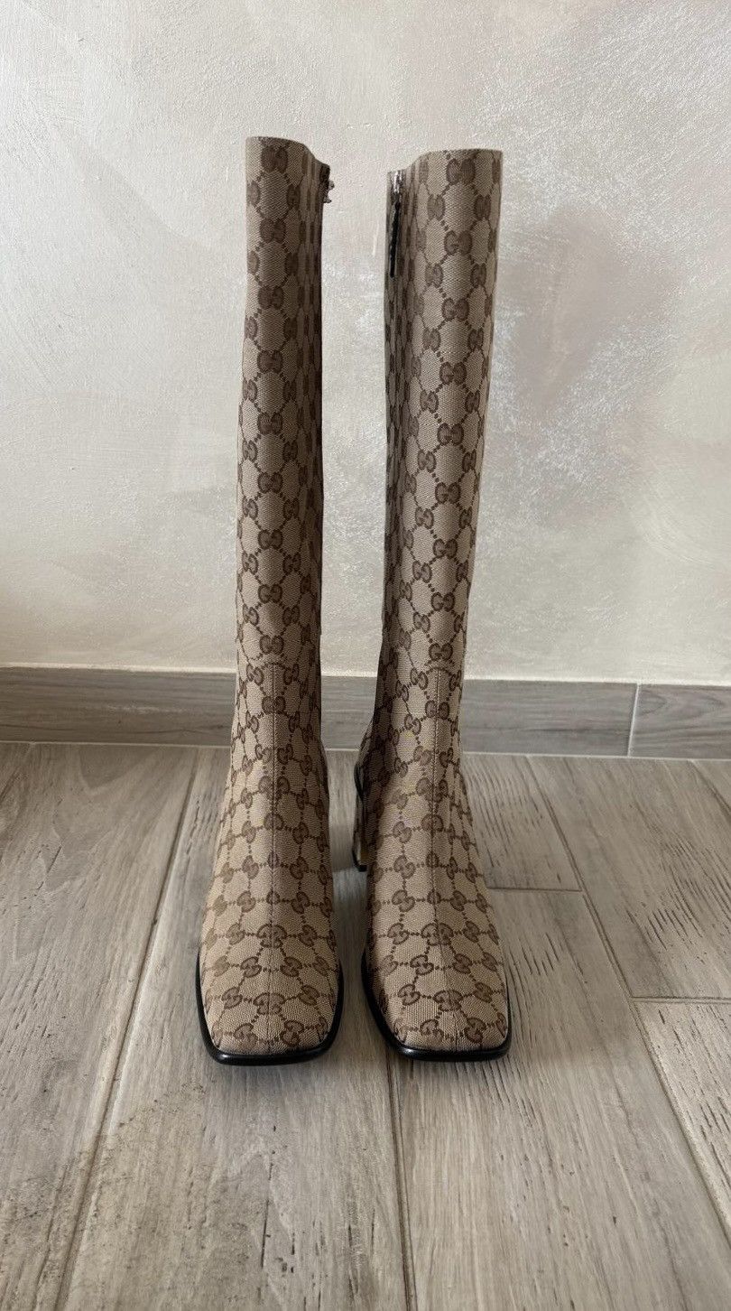 Gucci Gucci GG Supreme Canvas Knee Hight Boots Size US 11 / IT 41 - 3 Thumbnail
