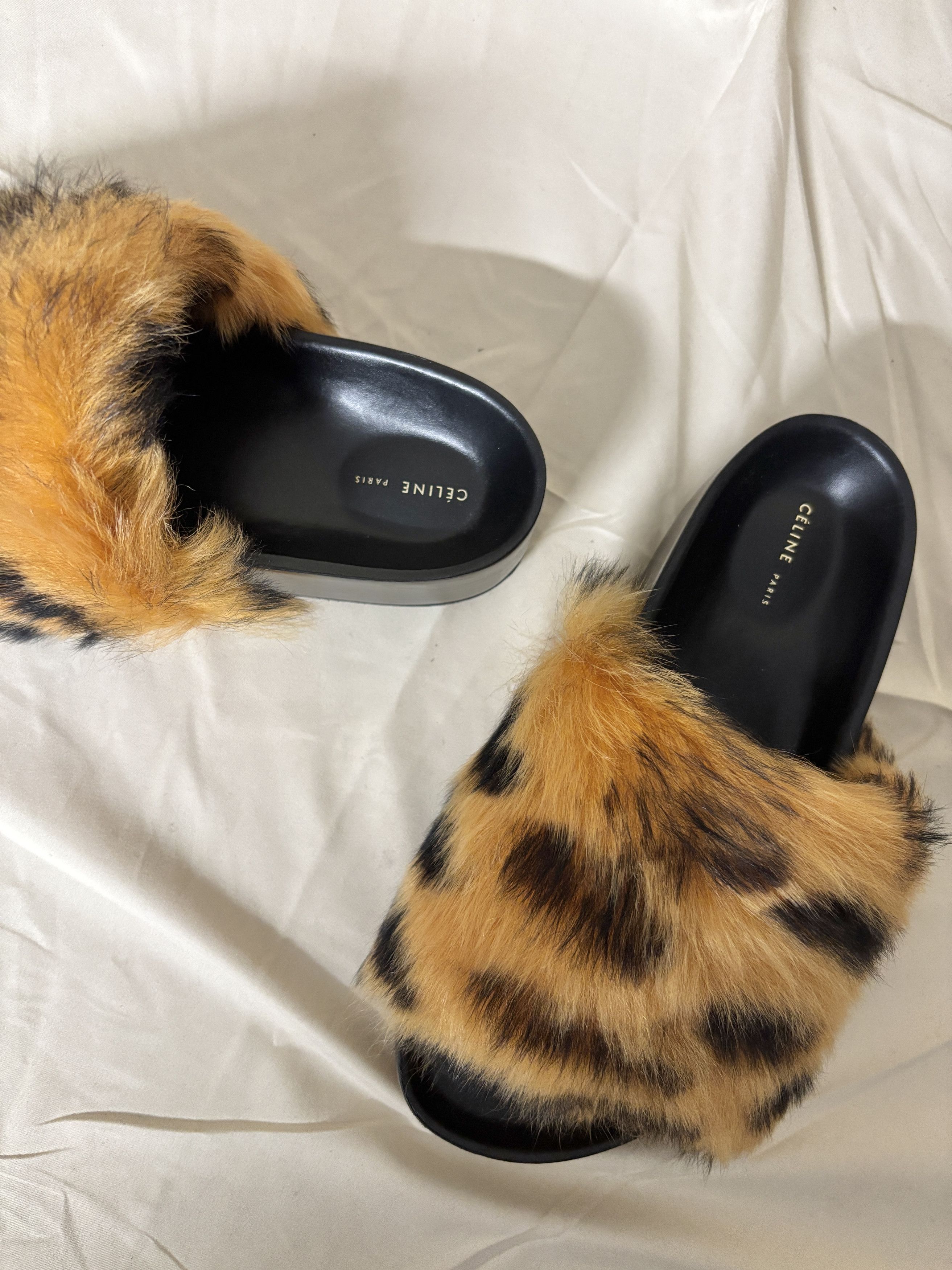 Celine Celine furry slides by Phoebe Philo - NIB sz 37 Size US 7 / IT 37 - 1 Thumbnail