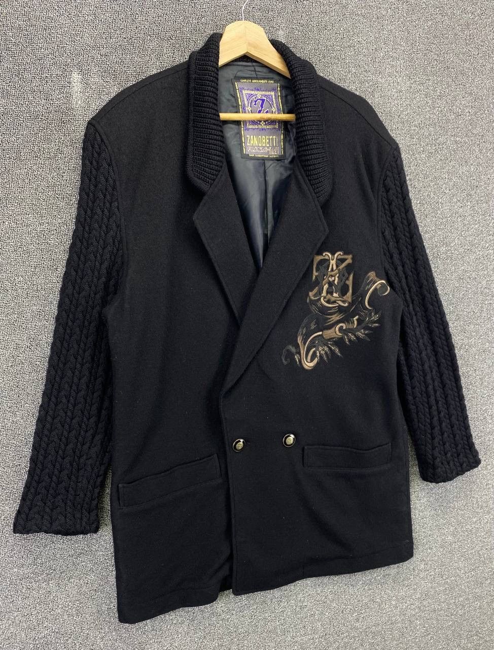 Japanese Brand Vintage Zanobetti Italia Wool Knitted Embroidery Coat Jacket Size XL / US 12-14 / IT 48-50 - 2 Thumbnail