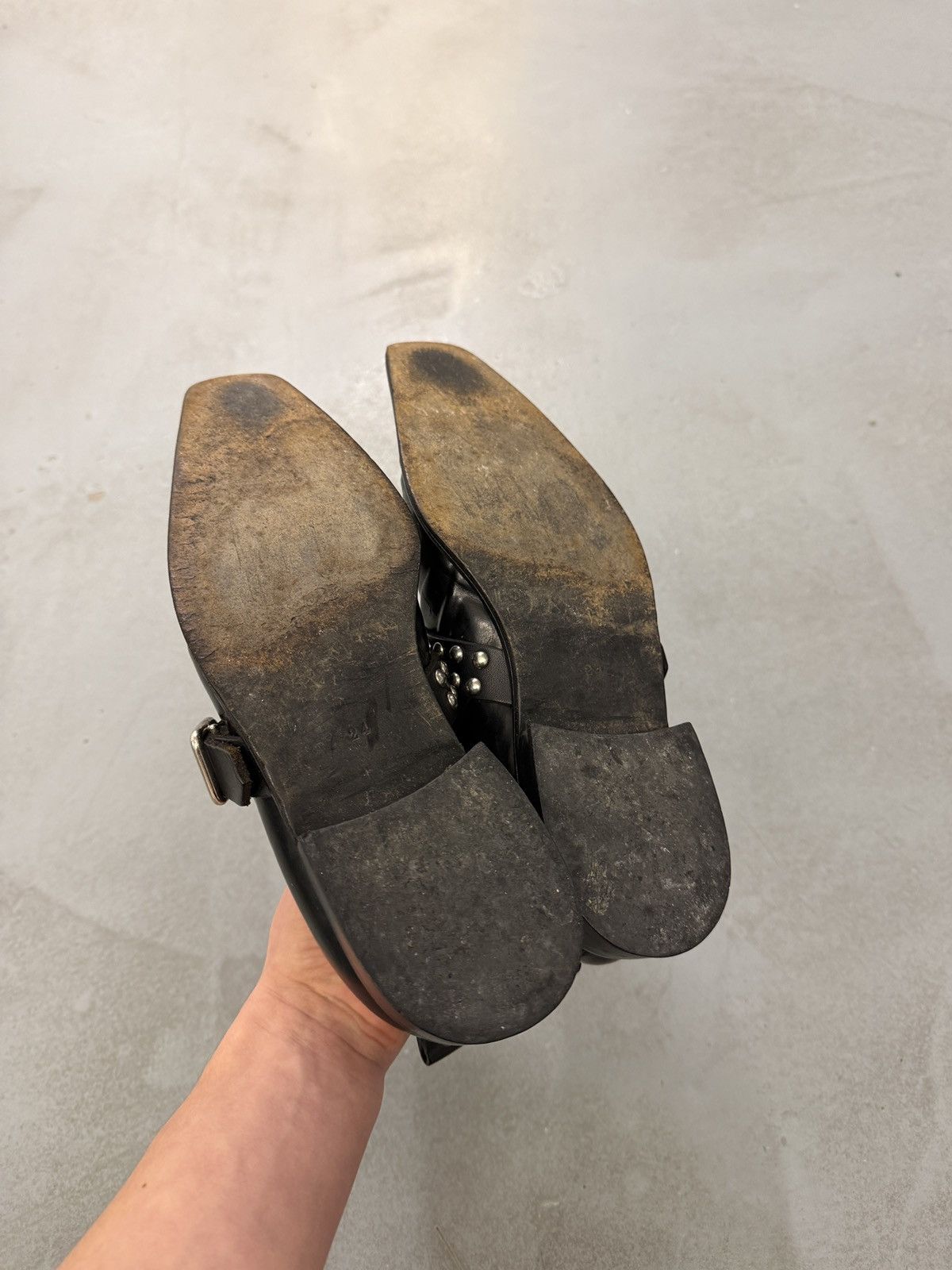 Junya Watanabe Comme des Garçons AW 2000 Studded Strap Leather Loafers Size US 8 / IT 38 - 10 Thumbnail