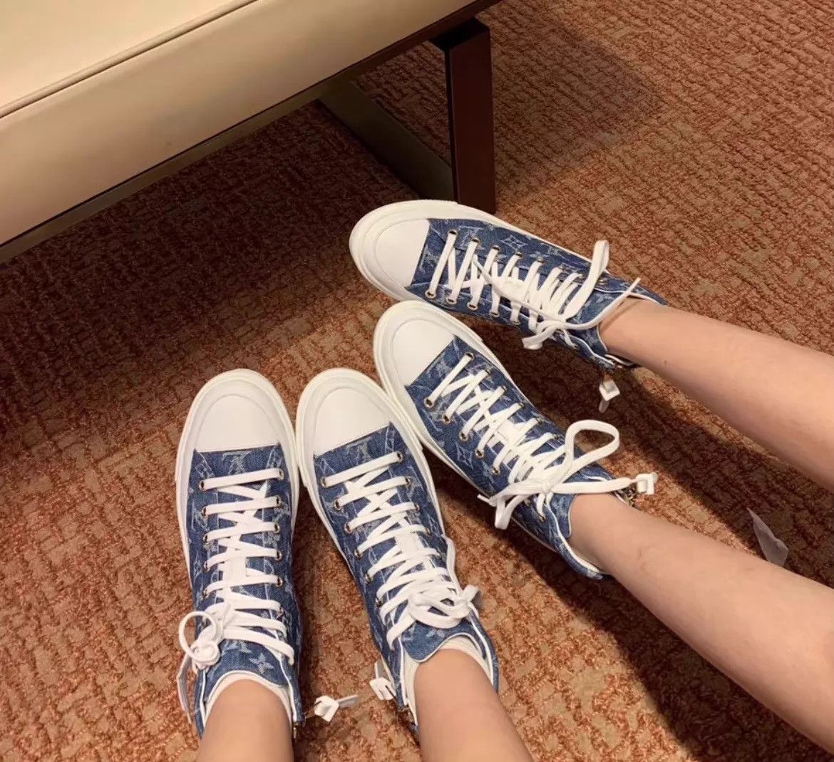 Louis Vuitton LV Stellar Denim Blue High-Top Sneakers Monogram Size US 7.5 / IT 37.5 - 9 Thumbnail