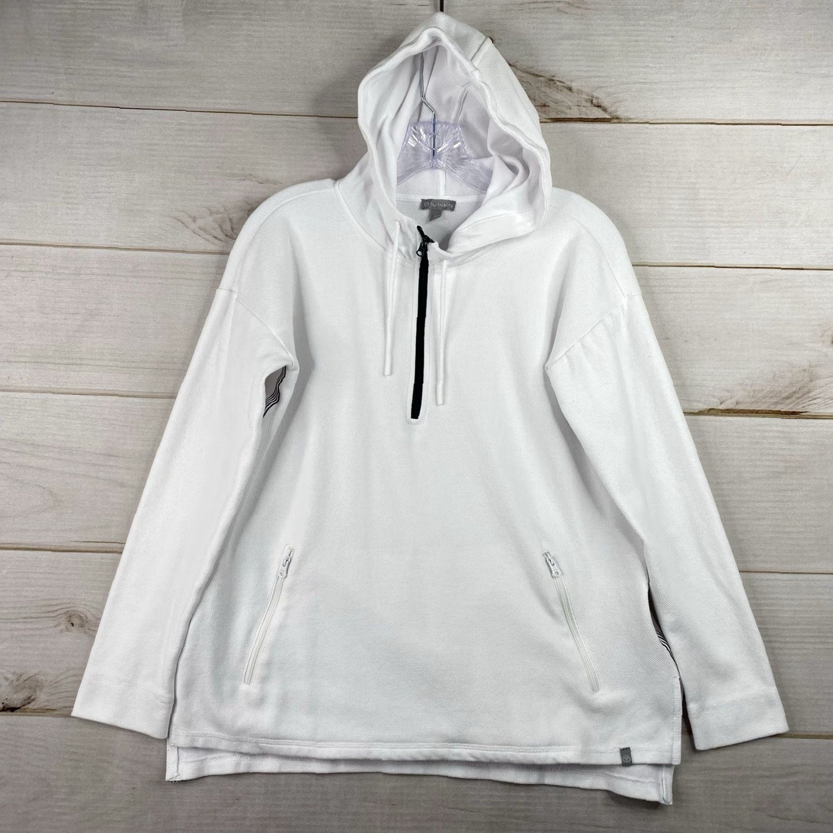 Talbots T by Talbots 1/4 Zip Hoodie Womens XS Zip Pockets Hooded Sweatshirt Top Golf Size XS / US 0-2 / IT 36-38 - 2 Thumbnail