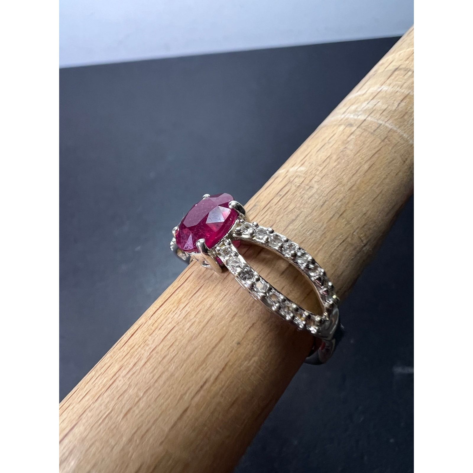 Other Ruby and zircon crisscross sterling silver ring size 9 Size ONE SIZE - 7 Thumbnail