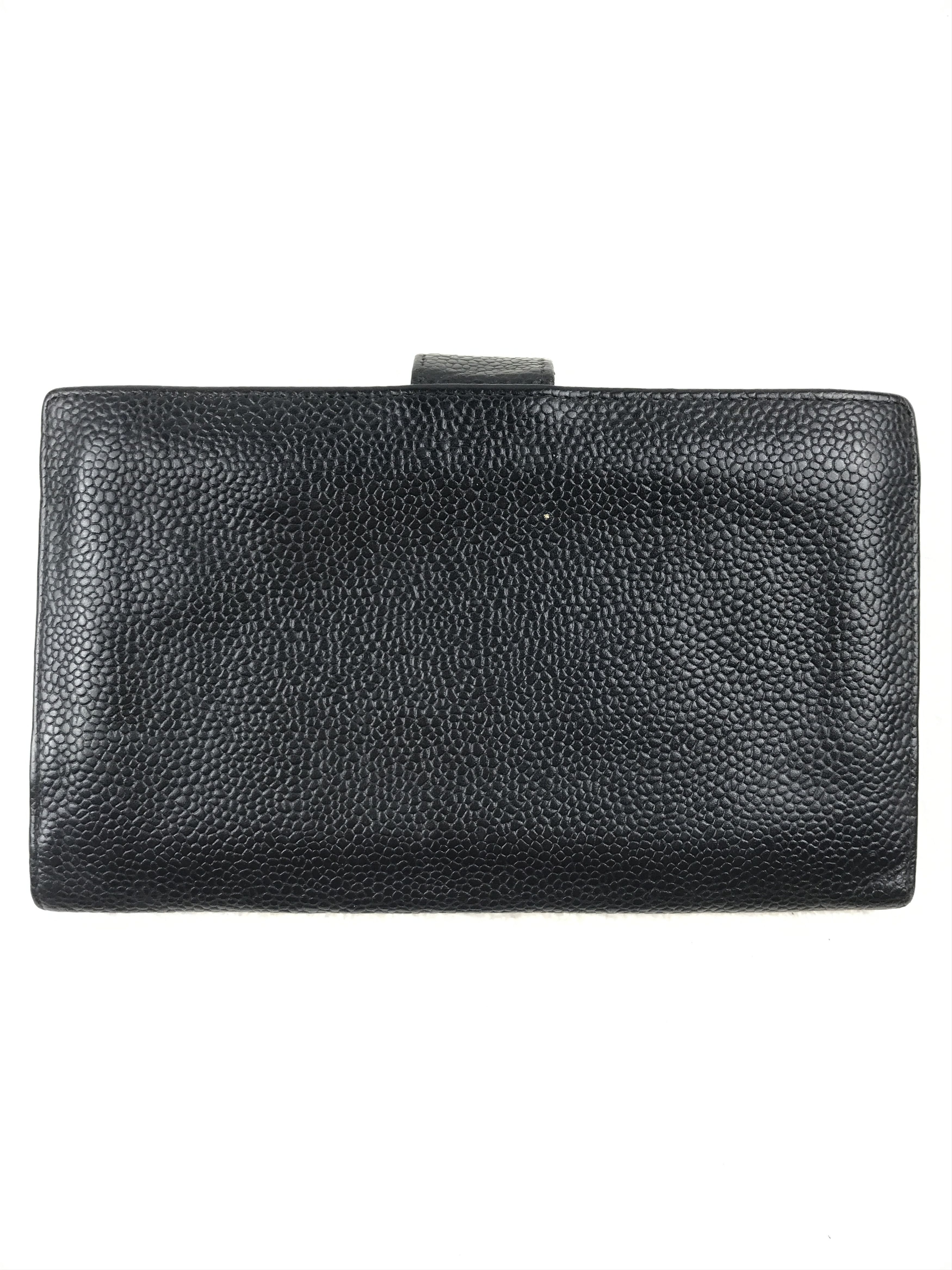Chanel × Vintage Vintage Chanel Black Caviar CC Logo Bifold Wallet Size ONE SIZE - 2 Thumbnail