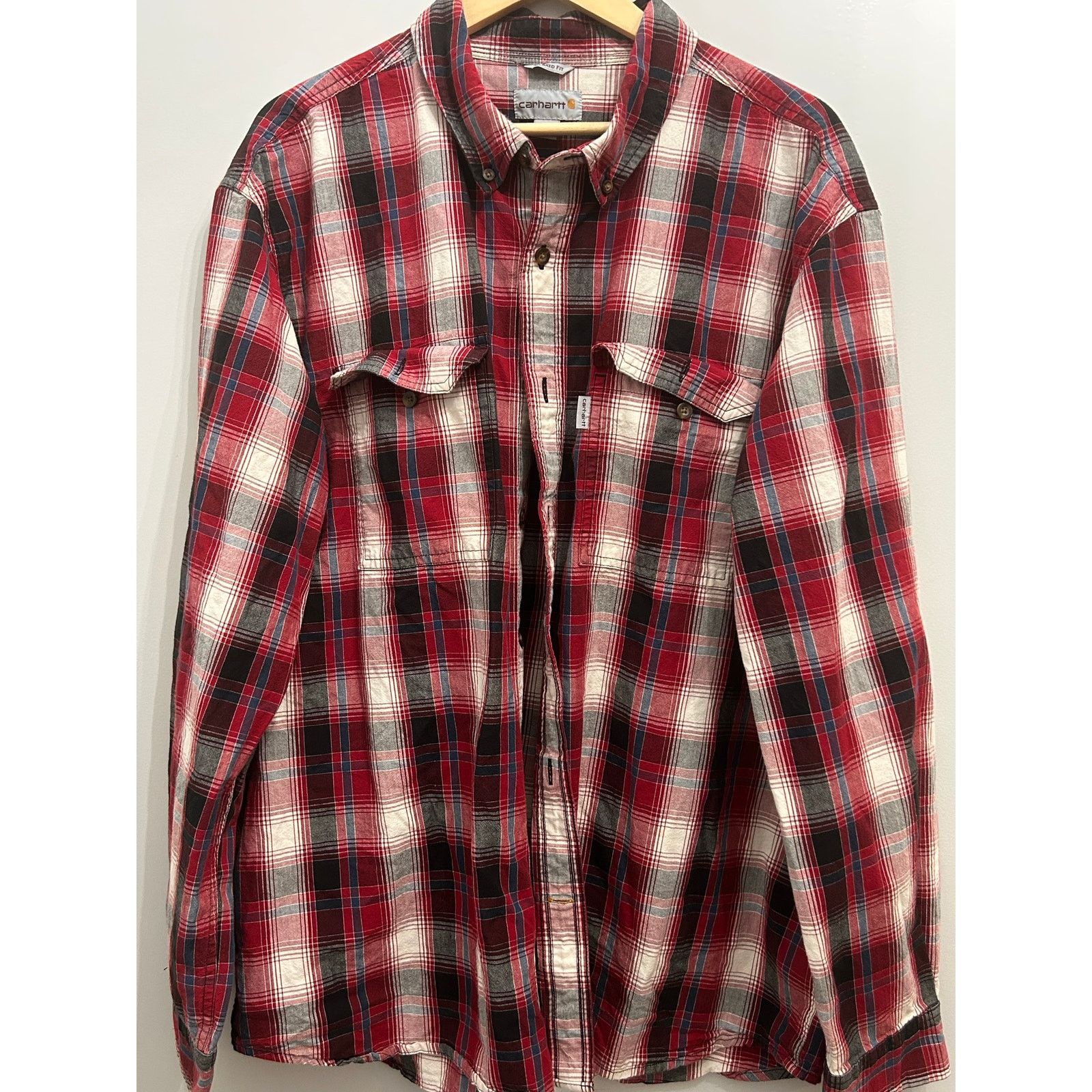 Carhartt Carhartt Red Plaid Relaxed Fit Flannel Shirt 2XL Size US XXL / EU 58 / 5 - 4 Thumbnail