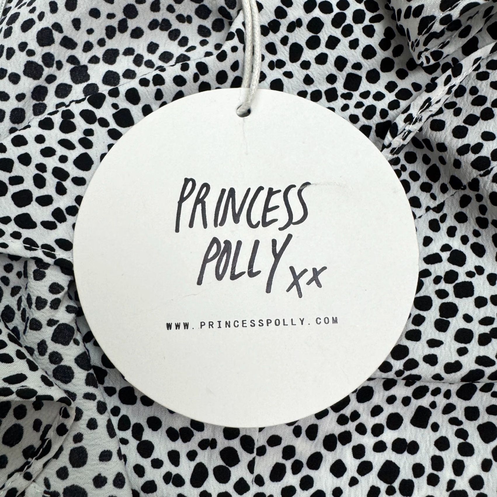 PRINCESS POLLY Princess Polly Rezar Ruffle Mini Wrap Dress Womens 4 Black White Polka NWT New Size S / US 4 / IT 40 - 5 Thumbnail