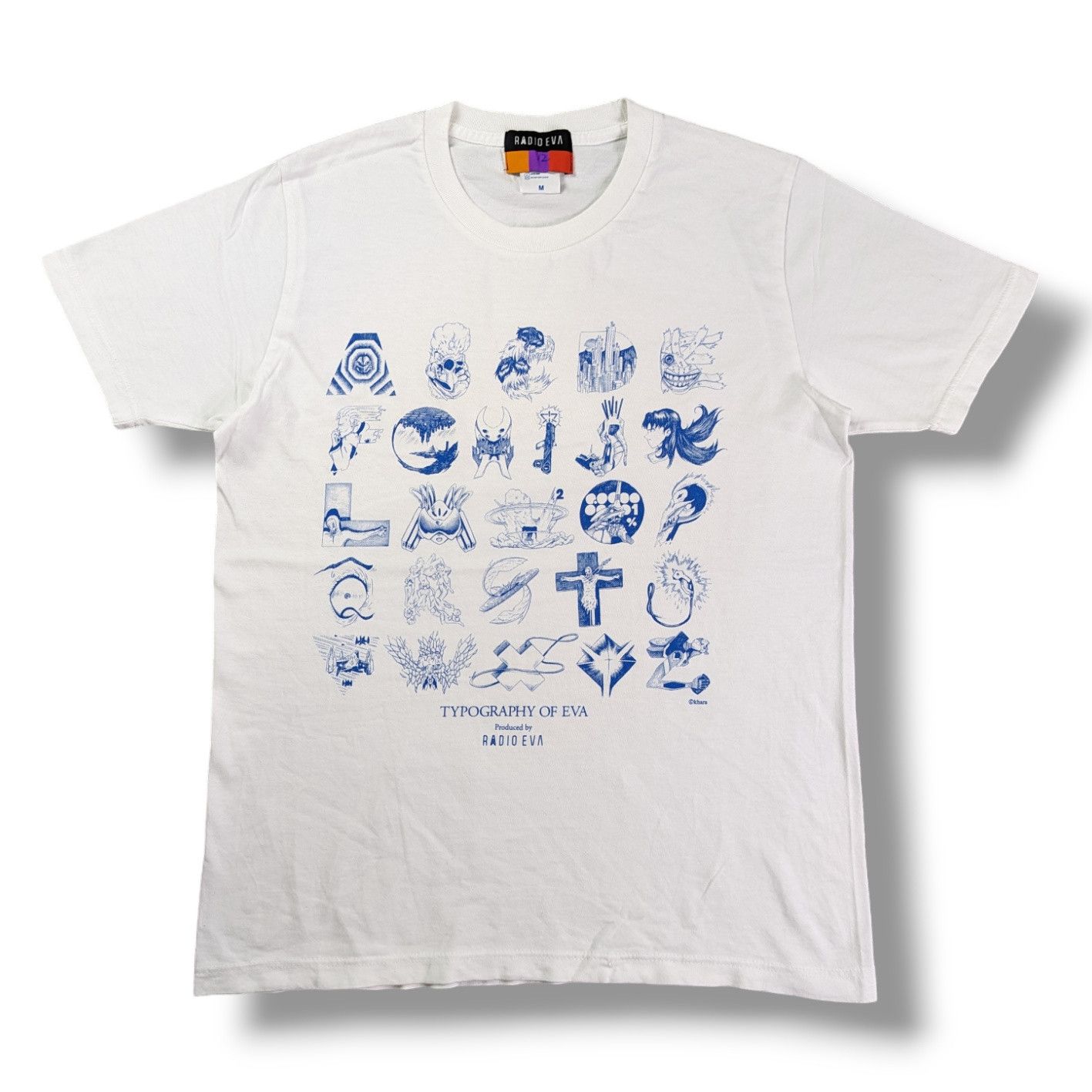 image of Anima x Cartoon Network Typography Of Eva : Radio Eva X Evangelion in White, Men's (Size Medium)