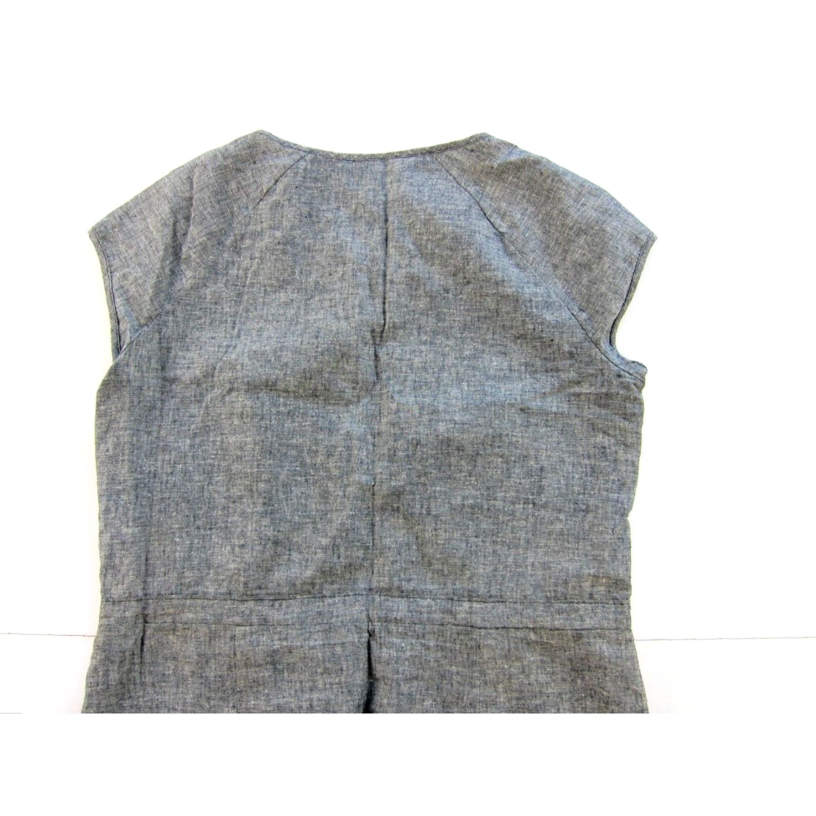 Vintage National Picnic Grey Hemp Made USA Zipper Cap Sleeve Tunic Shift Dress L Pockets Knee Length Floral Women's Large Size L / US 10 / IT 46 - 7 Thumbnail