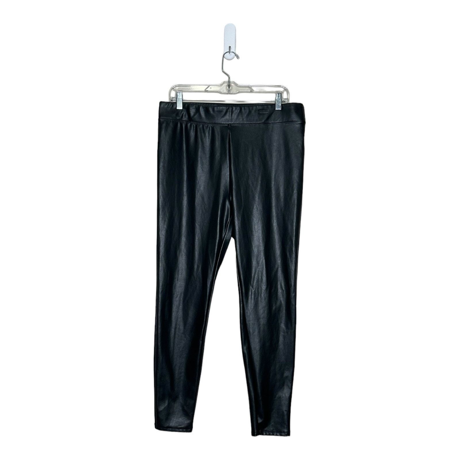 Vera Wang Simply Vera black faux leather pull on pants size Large Size 35" - 7 Thumbnail