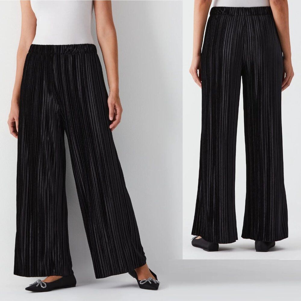 Other NWT New Rafaella Pleated Black Wide Leg Pants Size XL Petit Size 38" / US 16 / IT 52 - 1 Thumbnail