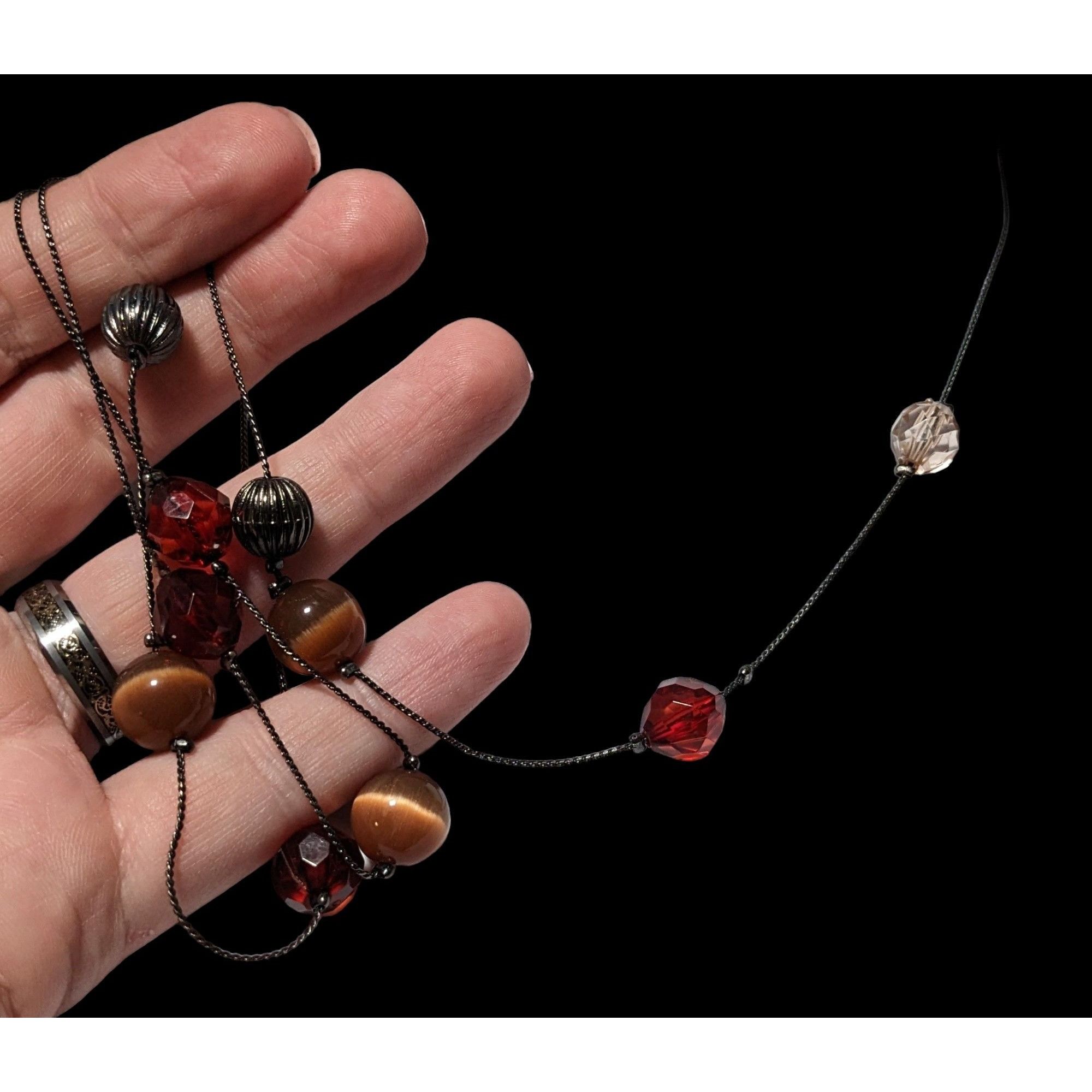 Other Red And Brown Glass Beaded Chain Necklace Size ONE SIZE - 6 Thumbnail