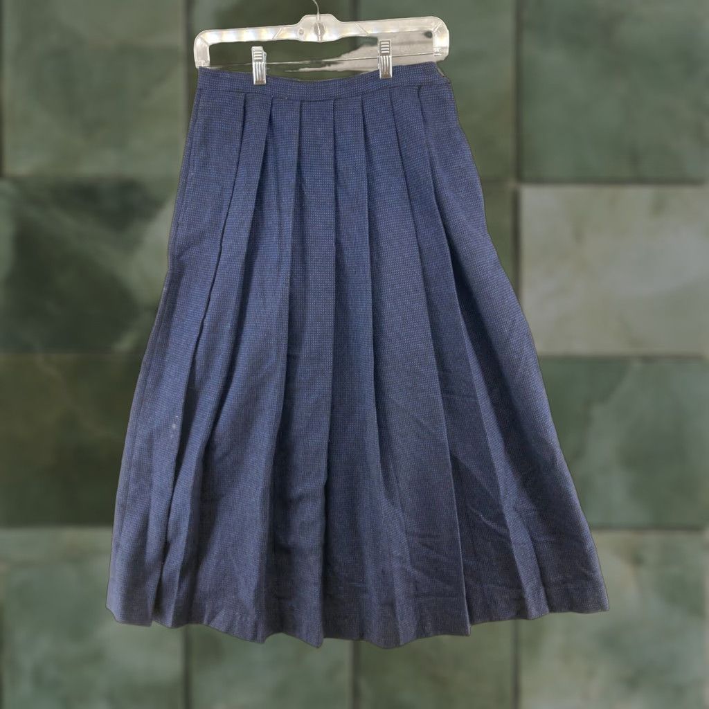 Vintage VINTAGE Rafaella Wool Skirt 8 Blue Pleated Midi 80s 90s Womens Size 30" / US 8 / IT 44 - 1 Thumbnail