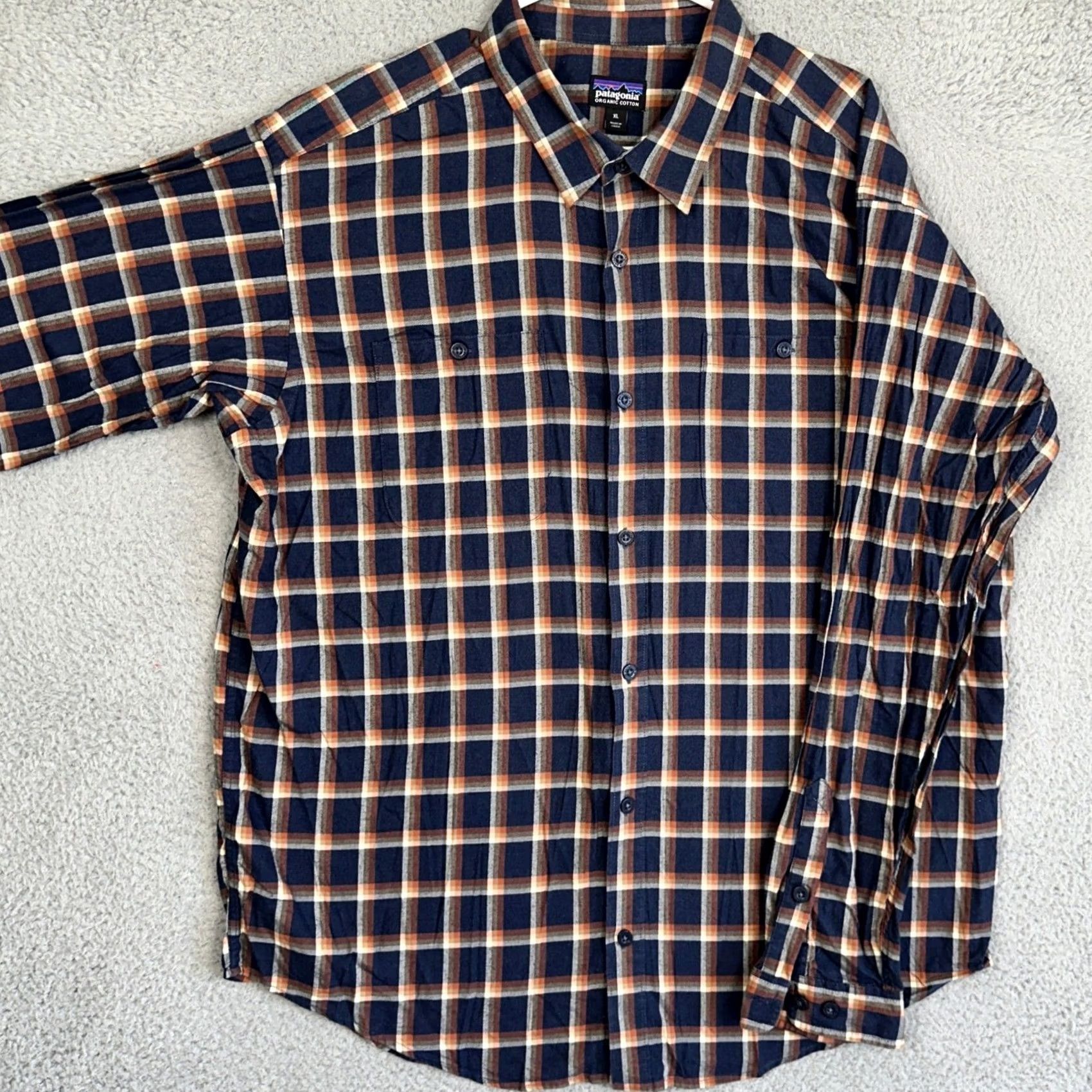 Patagonia Patagonia Shirt Mens XL Navy Orange Plaid Button Up Long Sleeve Crewneck? Size US XL / EU 56 / 4 - 2 Thumbnail