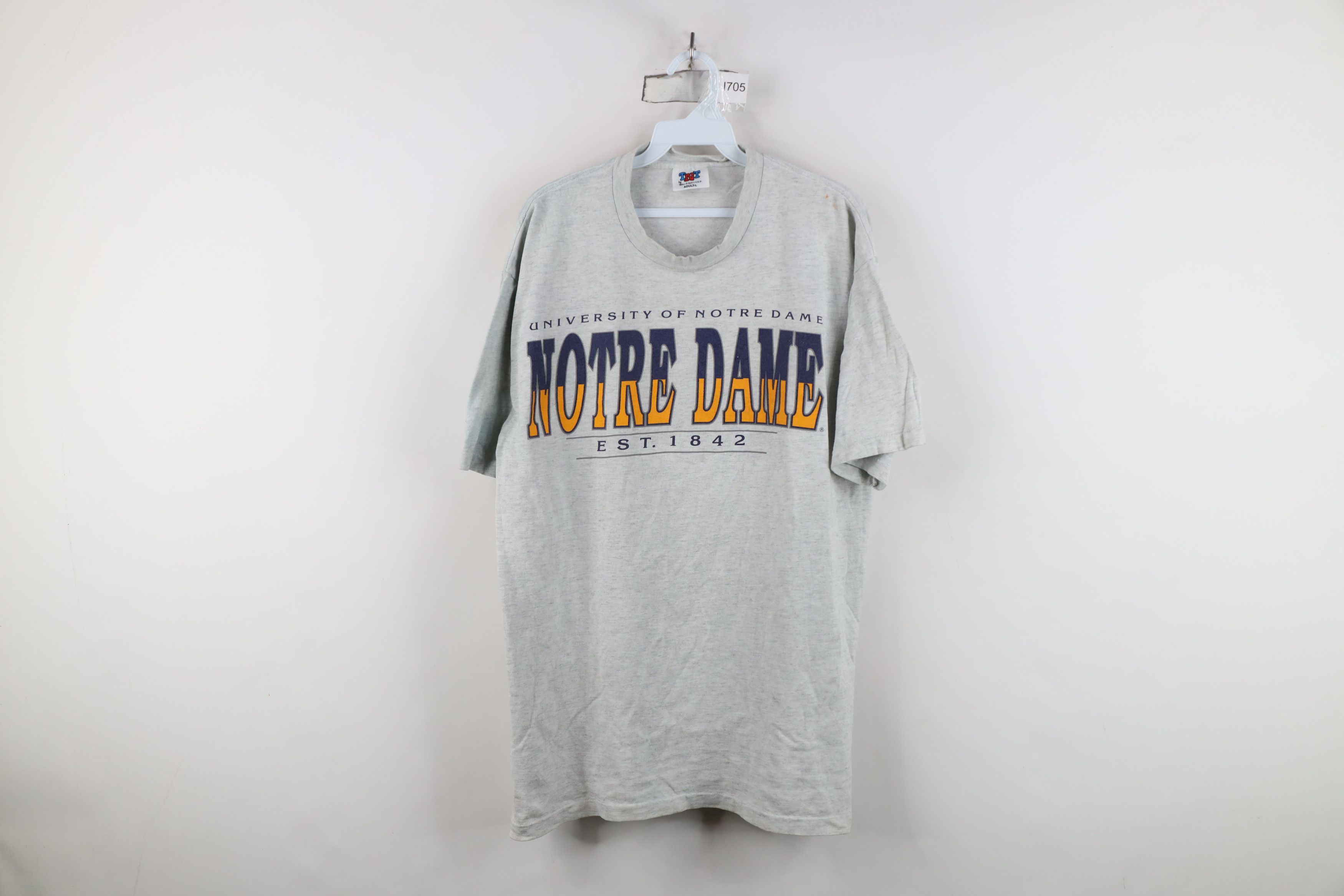 Vintage Vintage 90s Notre Dame University Short Sleeve T-Shirt USA Size US L / EU 52-54 / 3 - 1 Thumbnail