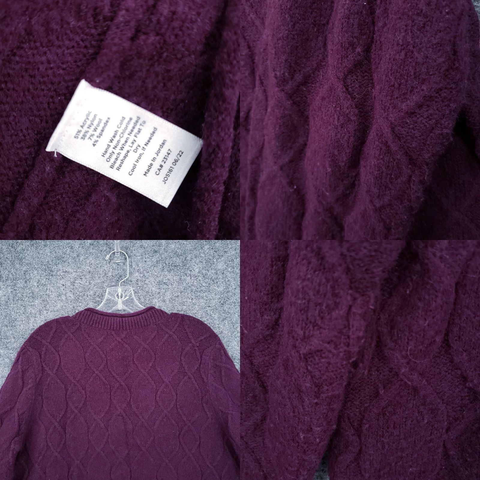 Talbots Talbots Sweater Womens XLP Purple Cable-Knit Wool Blend Crew Neck Pullover All Seasons Ladies Petite 70s? Size XL / US 12-14 / IT 48-50 - 8 Thumbnail