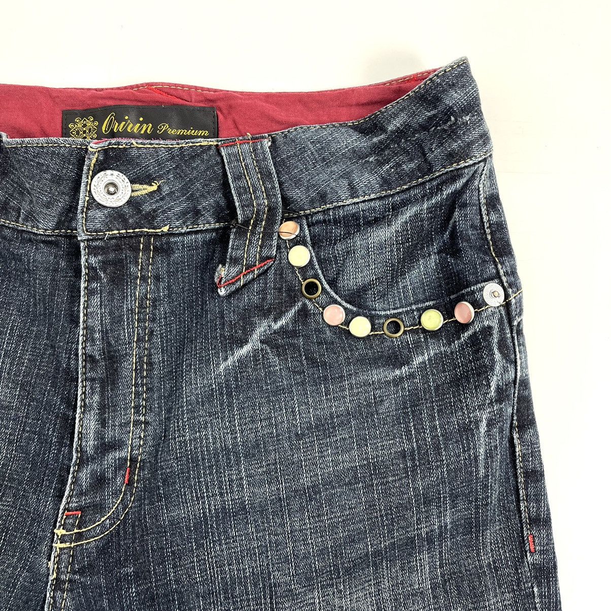 If Six Was Nine × Japanese Brand 2000s Oririn Faded Studded Bootcut Flared Jeans Size US 30 / EU 46 - 4 Thumbnail