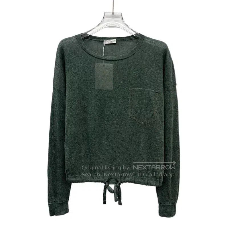 Brunello Cucinelli Brunello Cucinelli Dark green pocket sequin linen round-ne Size XS / US 0-2 / IT 36-38 - 1 Thumbnail