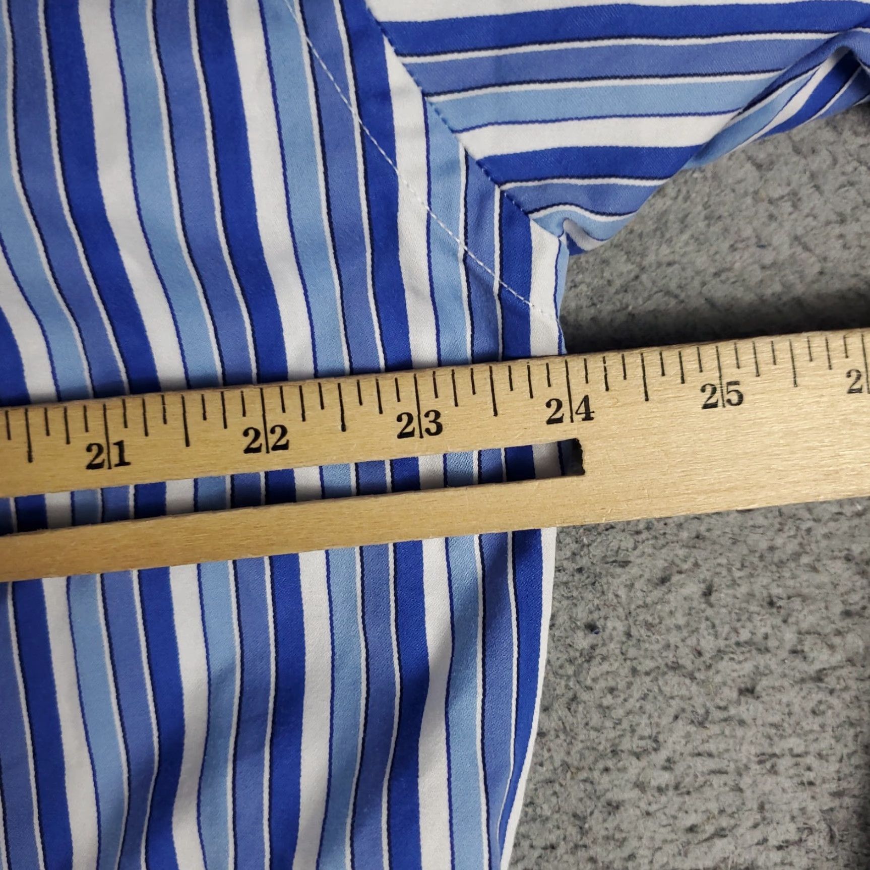 BUGATCHI Bugatchi Uomo Dress Shirt Mens Size 18 Blue Striped Long Sleeve Button Up Classic Casual Modern Size 48R - 5 Thumbnail
